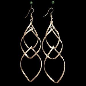 Long Silver tone 3 tier dangle earrings